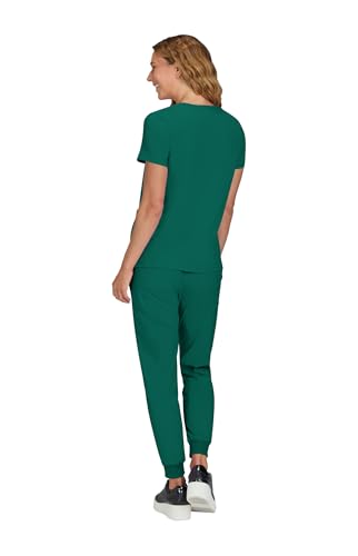 KOI Basics Women's Becca V-Neck Scrub Top, 4 Pockets, ID Bungee Loop, Moisture-Wicking Performance in Hunter product image