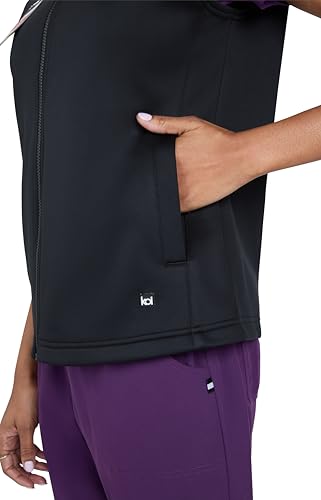 KOI Scrubs Essentials Alia Women’s Water Resistant 3-Pocket Fleece Vest in Black product image
