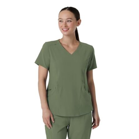 WonderWink Renew Women's V-Neck Scrub Top in Olive product image