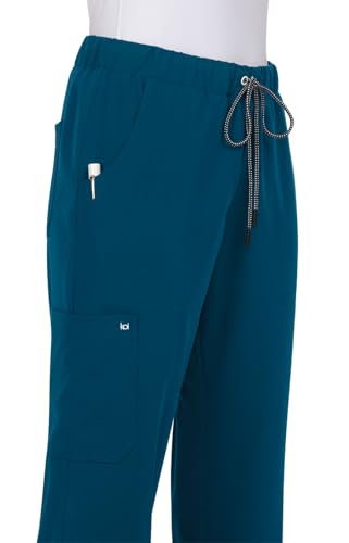 KOI Next Gen Everyday Hero Women's 5-Pocket Cargo Scrub Pants, 4-Way Stretch in Caribbean Blue product image