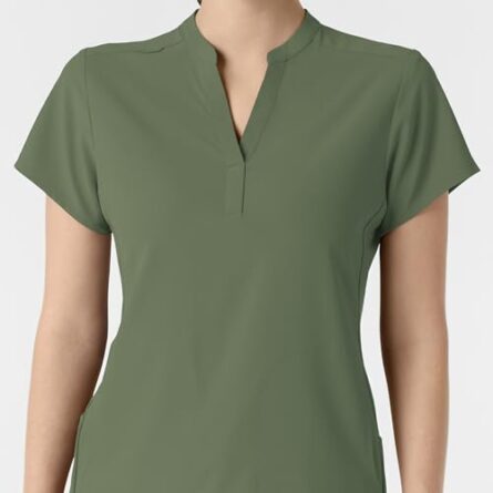 Wink Renew Women's Mandarin Collar Scrub Top in Olive product image
