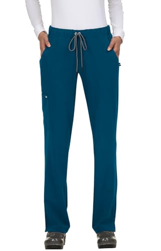 KOI Next Gen Everyday Hero Women's 5-Pocket Cargo Scrub Pants, 4-Way Stretch in Caribbean Blue product image