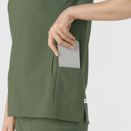 Wink Renew Women's Mandarin Collar Scrub Top in Olive product image