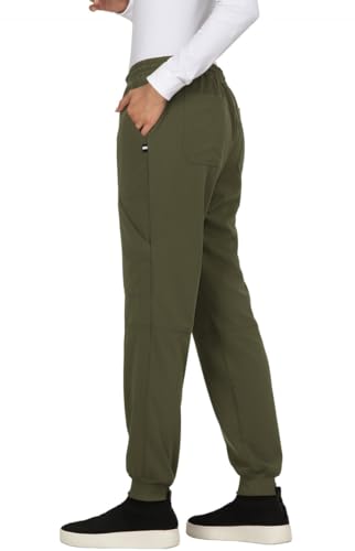 KOI Next Gen Women's 7 Pocket Good Vibe Jogger Scrub Pants with 4-Way Stretch and Elastic Waistband in Olive Green product image