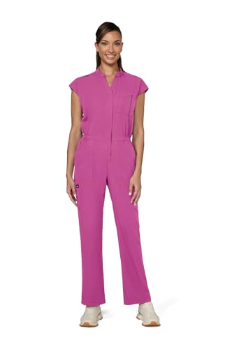 KOI Solis Anja Women's 11-Pocket Jumpsuit in Hibiscus Pink product image