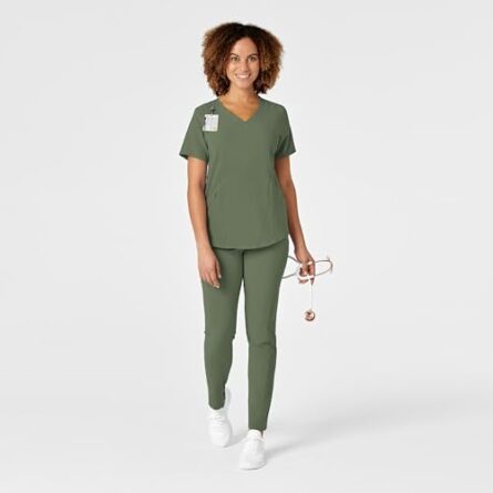 WonderWink Renew Women's V-Neck Scrub Top in Olive product image