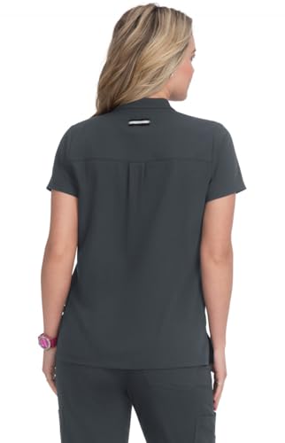 KOI Next Gen Driven Women's 4-Pocket Mandarin Collar Scrub Top in Charcoal product image