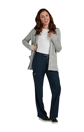 KOI Essentials Women's Kori Open-Front Sweater Wrap, 2 Pockets, Soft Knit Fabric in Platinum Grey Black Speckled Dots product image
