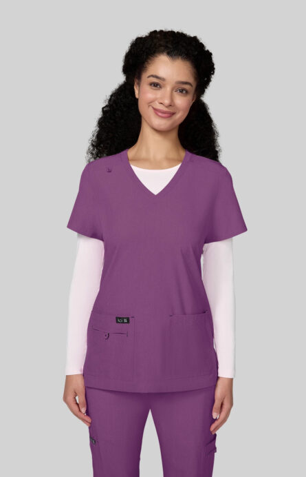 KOI Basics Women's Becca V-Neck Scrub Top, 4 Pockets, ID Bungee Loop, Moisture-Wicking Performance - Image 17