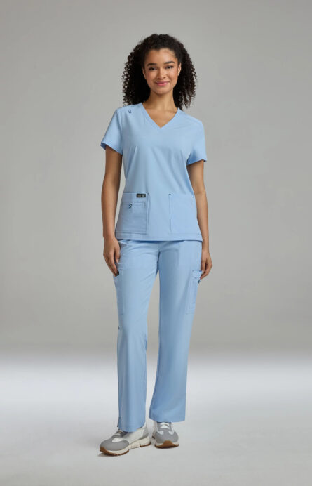 KOI Basics Women's Becca V-Neck Scrub Top, 4 Pockets, ID Bungee Loop, Moisture-Wicking Performance - Image 16