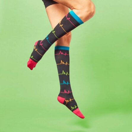 Nurse Mates Women's Calf Socks | 12-14 mmHg Compression | Superior Support & Comfort | 1 Pair in Ekg Black product image