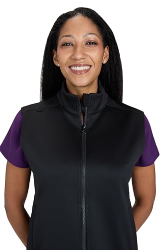 KOI Scrubs Essentials Alia Women’s Water Resistant 3-Pocket Fleece Vest in Black product image