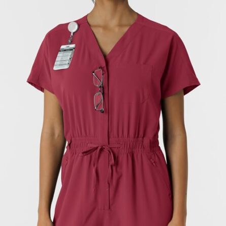 WINK RENEW Women's Cargo Jogger Scrub Jumpsuit in Ruby product image