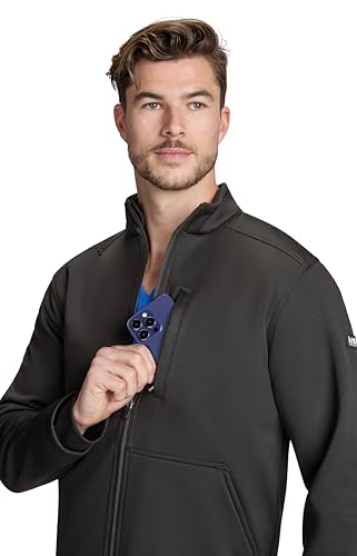 KOI Scrubs Essentials Camden Men’s Water Resistant 3-Pocket Fleece Jacket in Black product image
