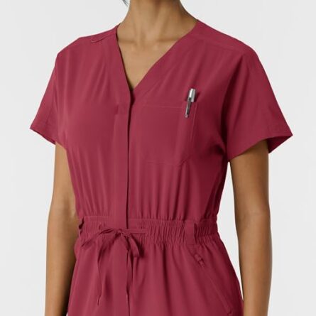 WINK RENEW Women's Cargo Jogger Scrub Jumpsuit in Ruby product image