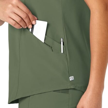 WonderWink Renew Women's V-Neck Scrub Top in Olive product image