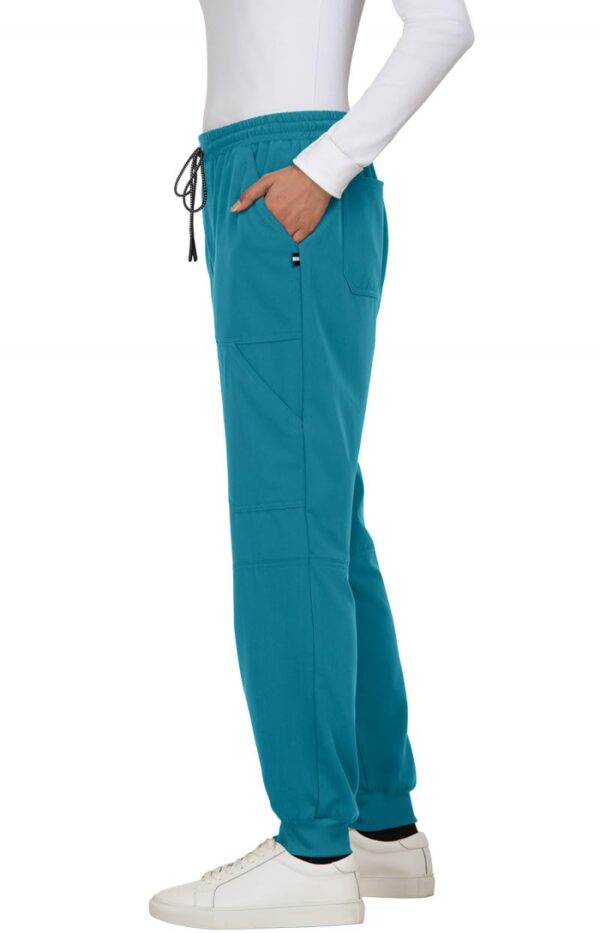 KOI Next Gen Women's 7 Pocket Good Vibe Jogger Scrub Pants with 4-Way Stretch and Elastic Waistband in Teal product image