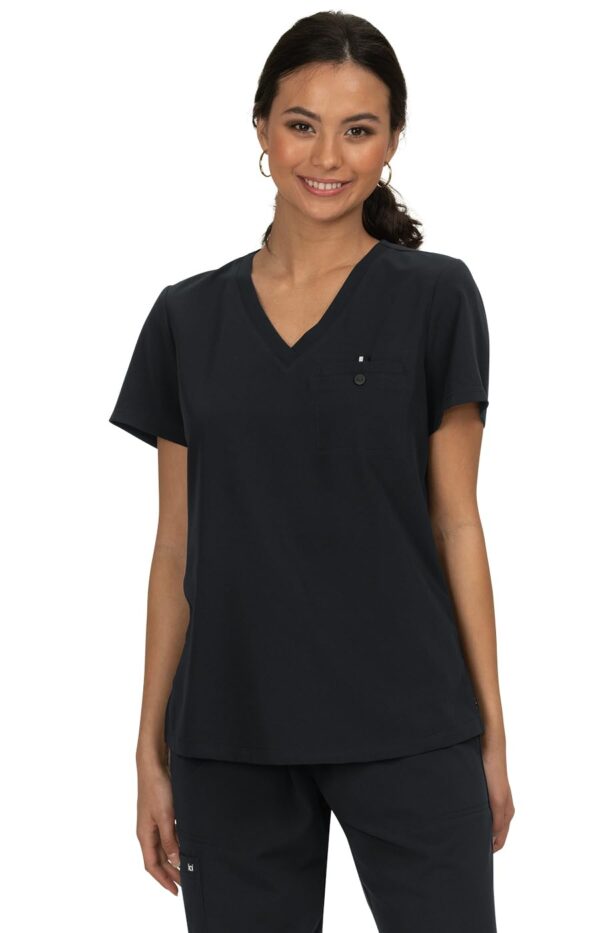 KOI Next Gen Women's Ready to Work Tuck-in Scrub Top, 4-Way Stretch, Wrinkle-Resistant in Black product image