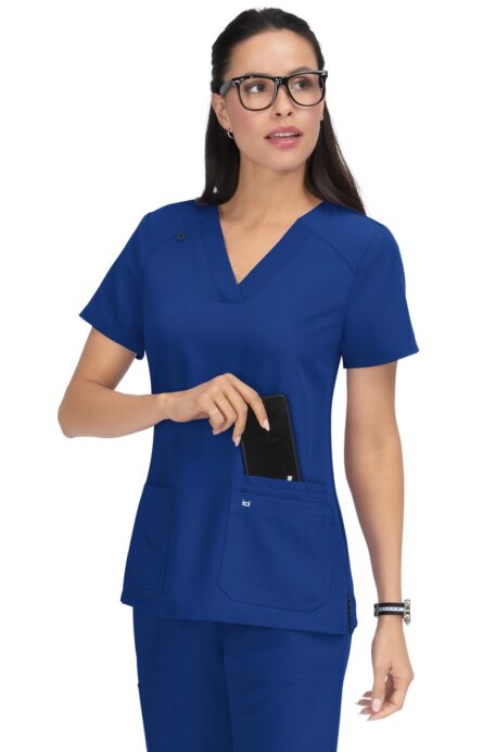 KOI Next Gen Women's 3 Pocket Hustle and Heart V-Neck Scrub Top, 4-Way Stretch in Galaxy product image