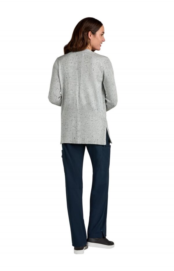 KOI Essentials Women's Kori Open-Front Sweater Wrap, 2 Pockets, Soft Knit Fabric in Platinum Grey Black Speckled Dots product image