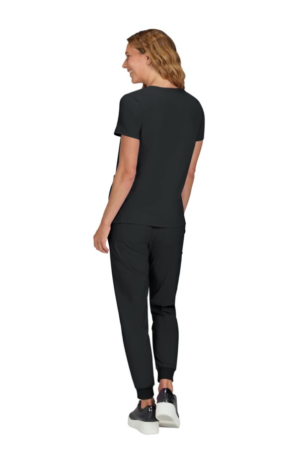 KOI Basics Women's Becca V-Neck Scrub Top, 4 Pockets, ID Bungee Loop, Moisture-Wicking Performance in Black product image