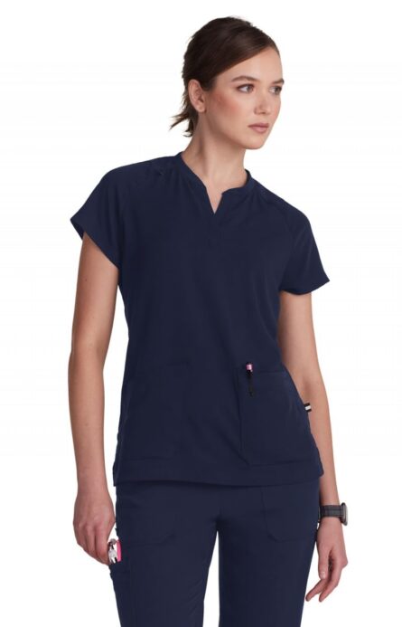 KOI Next Gen We Have Heart Women's 3-Pocket Scrub Top in Navy product image