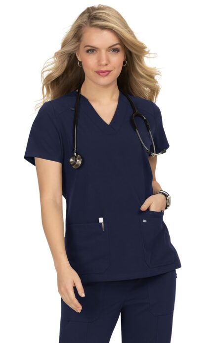 KOI Next Gen Women's 3 Pocket Hustle and Heart V-Neck Scrub Top, 4-Way Stretch - Image 4