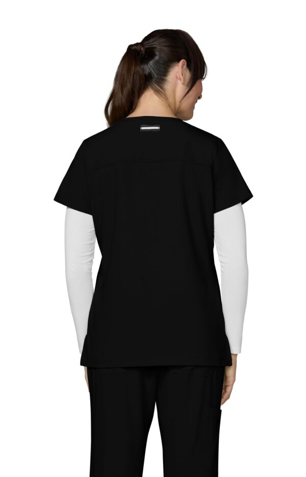 KOI Next Gen Women's 3 Pocket Hustle and Heart V-Neck Scrub Top, 4-Way Stretch in Black product image