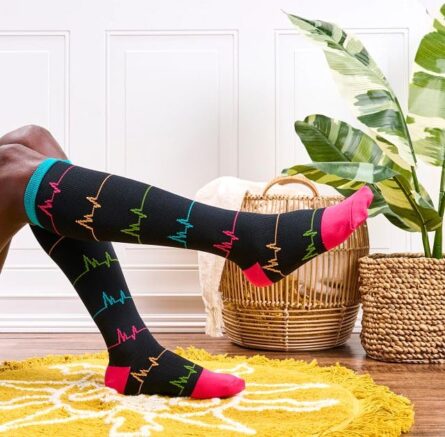 Nurse Mates Women's Calf Socks | 12-14 mmHg Compression | Superior Support & Comfort | 1 Pair in Ekg Black product image