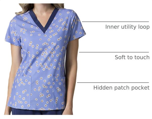 Maevn Uniforms Women's V-Neck Floral Print Scrub Top X-Small Print product image