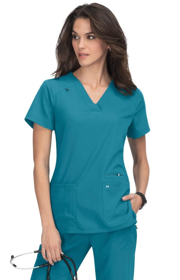KOI Next Gen Women's 3 Pocket Hustle and Heart V-Neck Scrub Top, 4-Way Stretch product image