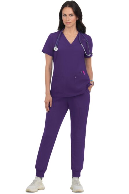 KOI Next Gen Women's 3 Pocket Hustle and Heart V-Neck Scrub Top, 4-Way Stretch product image