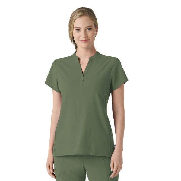 Wink Renew Women's Mandarin Collar Scrub Top in Olive product image