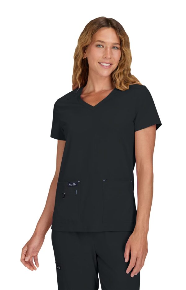 KOI Basics Women's Becca V-Neck Scrub Top, 4 Pockets, ID Bungee Loop, Moisture-Wicking Performance product image