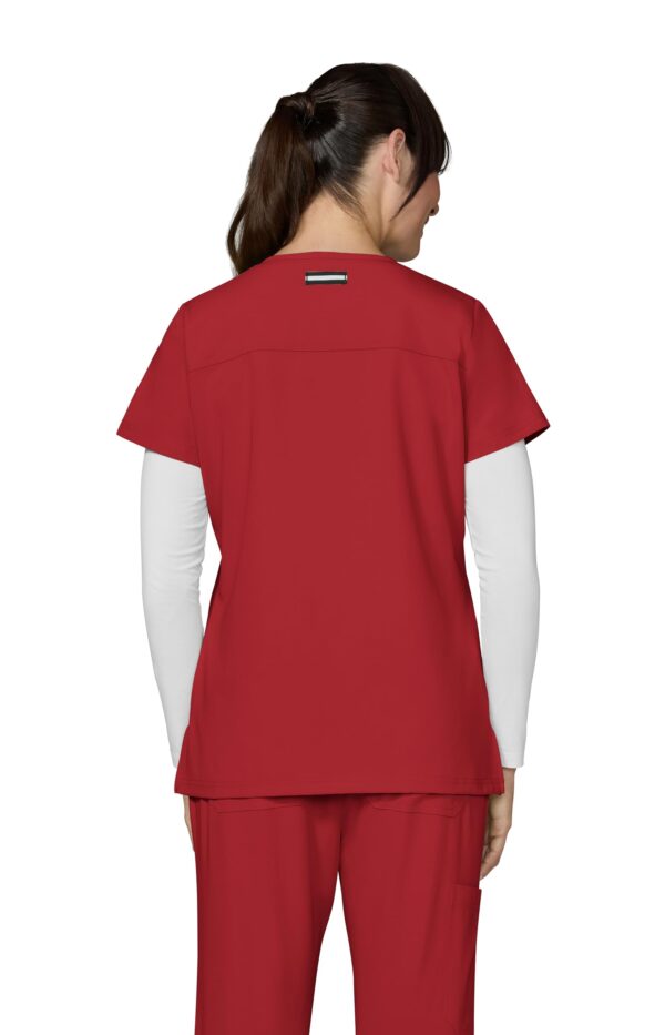 KOI Next Gen Women's 3 Pocket Hustle and Heart V-Neck Scrub Top, 4-Way Stretch in Ruby product image