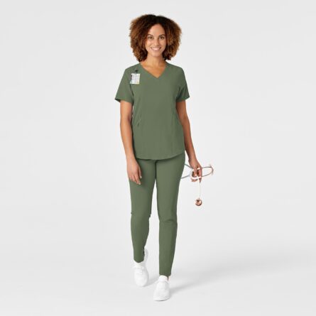 WonderWink Renew Women's V-Neck Scrub Top in Olive product image