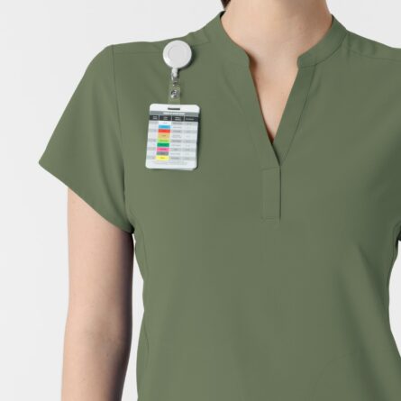 Wink Renew Women's Mandarin Collar Scrub Top in Olive product image