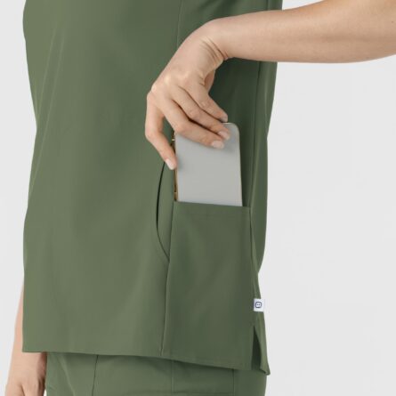 Wink Renew Women's Mandarin Collar Scrub Top in Olive product image