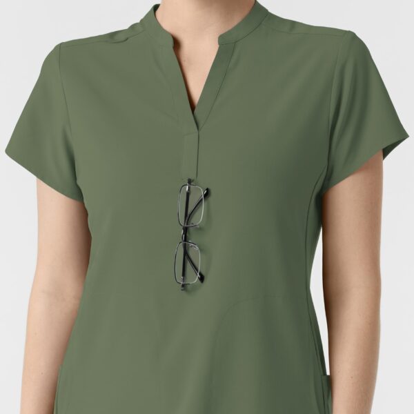Wink Renew Women's Mandarin Collar Scrub Top in Olive product image