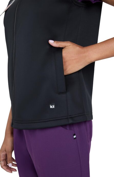 KOI Scrubs Essentials Alia Women’s Water Resistant 3-Pocket Fleece Vest in Black product image
