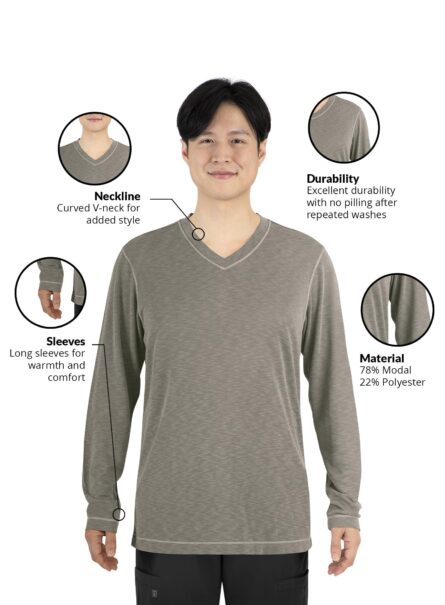 Maevn Men Long Sleeve Modal Tee in Taupe product image