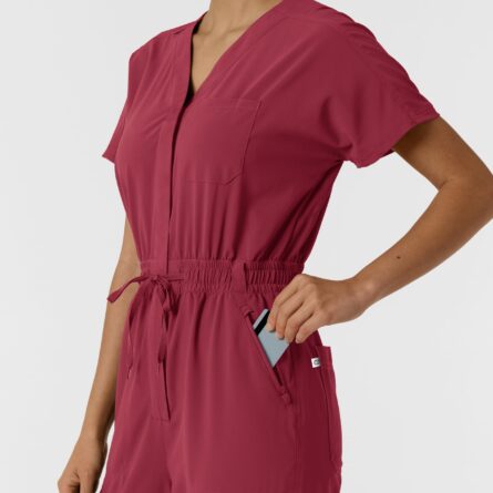WINK RENEW Women's Cargo Jogger Scrub Jumpsuit in Ruby product image