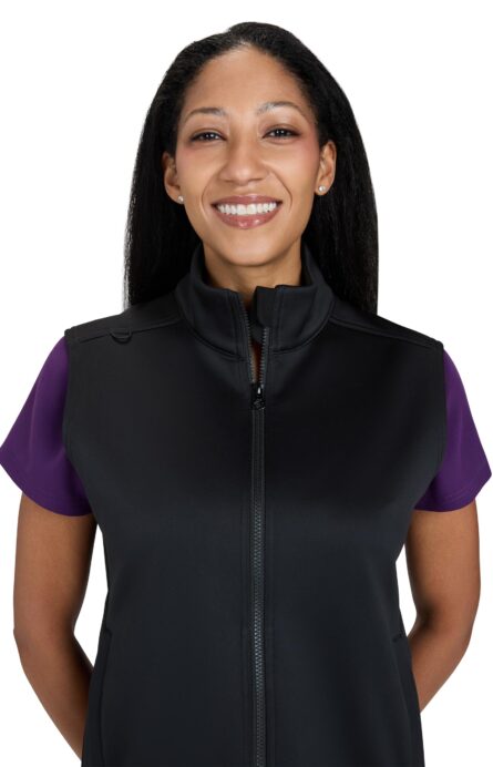 KOI Scrubs Essentials Alia Women’s Water Resistant 3-Pocket Fleece Vest in Black product image