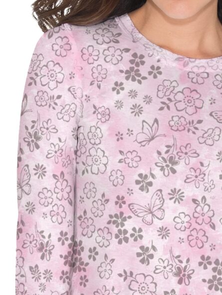 Stretch Presley Top Flower Burnout Pink White in Pink,white product image