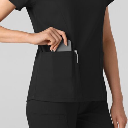 Wink PRO Women's 4 Pocket V-Neck Scrub Top in Black product image