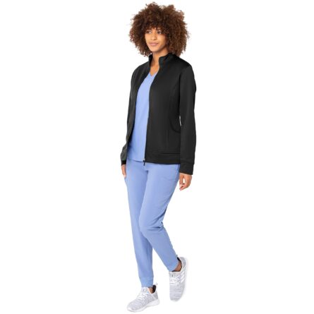 Urbane Performance Tailored Fit Stretch 3-Pkt Fleece Scrub Jacket for Women 9872 in Black - product image