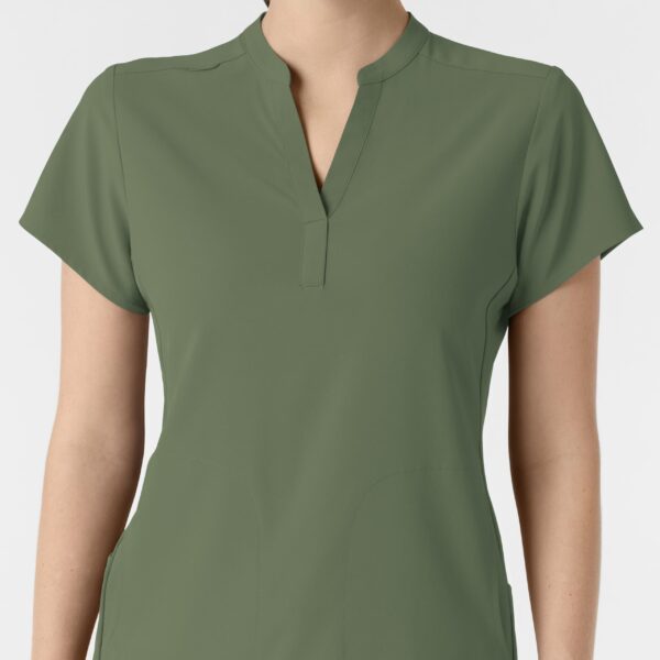 Wink Renew Women's Mandarin Collar Scrub Top in Olive product image