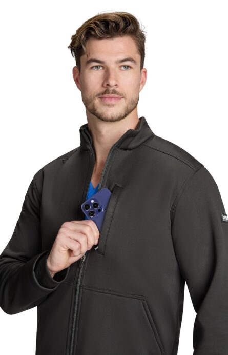 KOI Scrubs Essentials Camden Men’s Water Resistant 3-Pocket Fleece Jacket in Black product image