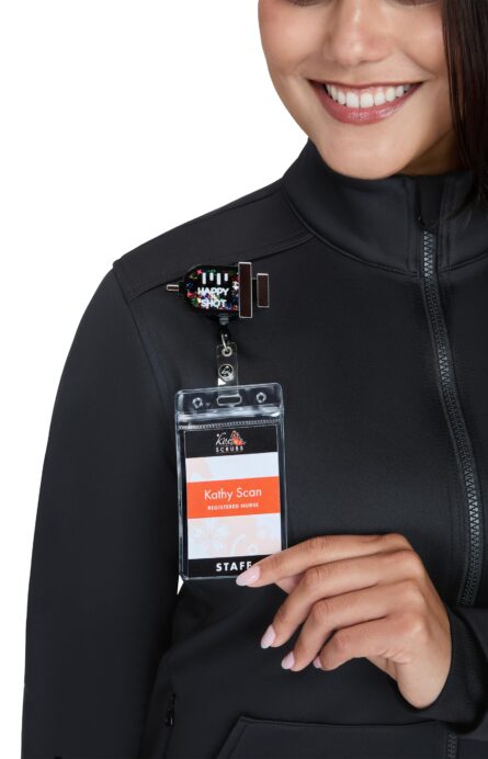 KOI Scrubs Essentials Jaqueline Women’s 3-Pocket Fleece Jacket in Black product image