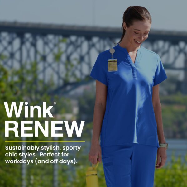 Wink Renew Women's Mandarin Collar Scrub Top in Olive product image